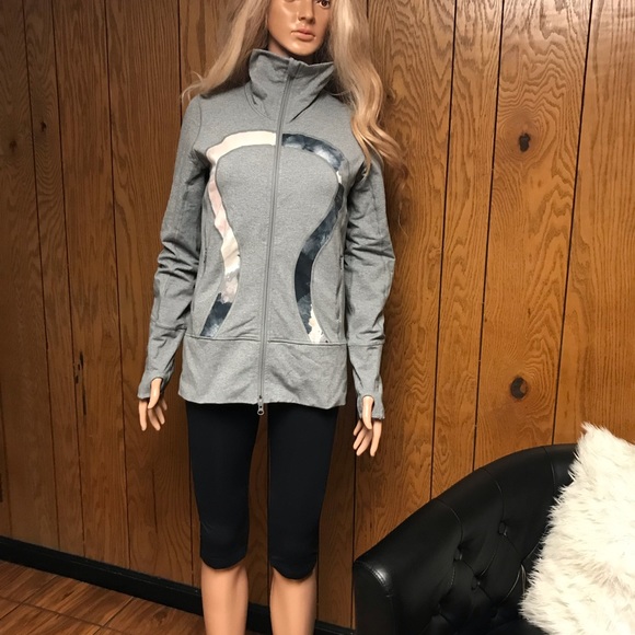 Lululemon" In Stride Jacket Gray Graphic Running-Full Zip - Picture 8 of 11